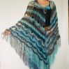 Blue alpaca shawl fringe ombre spider shawl black halloween shawl triangle wrap plus size gradient shawl purple alternative shawl