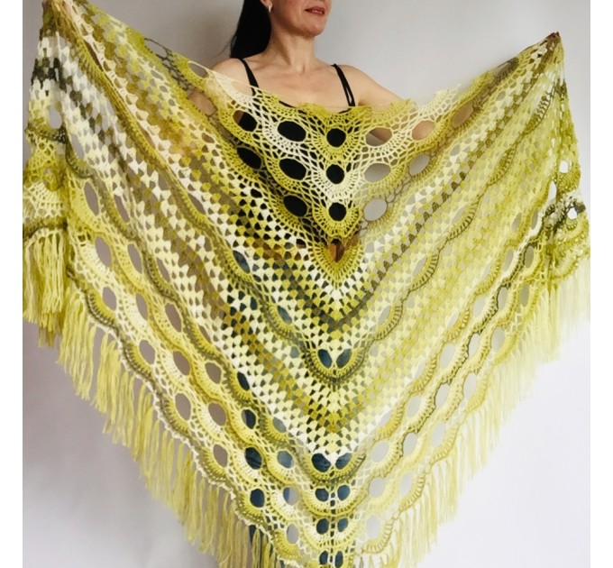  Olive Alpaca Shawl Fringe, Green Plus Size Poncho Women, Hand knit Mohair Crochet Wool Warm Large Triangle Scarf Blue White Black Green Pink  Mohair / Alpaca  