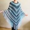 Blue wool poncho Alpaca Plus Size Poncho Women, Hand knit Crochet Wool Warm Triangle Poncho Blue White Gray Black 