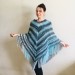  Blue wool poncho Alpaca Plus Size Poncho Women, Hand knit Crochet Wool Warm Triangle Poncho Blue White Gray Black   Mohair / Alpaca  2