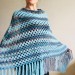  Blue wool poncho Alpaca Plus Size Poncho Women, Hand knit Crochet Wool Warm Triangle Poncho Blue White Gray Black   Mohair / Alpaca  5