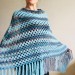 Blue wool poncho Alpaca Plus Size Poncho Women, Hand knit Crochet Wool Warm Triangle Poncho Blue White Gray Black 