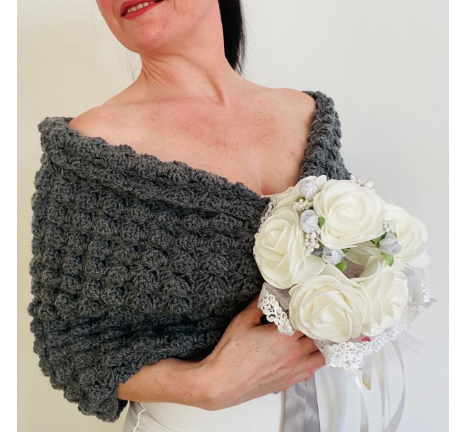  Dark Gray Wedding Bolero For Dress Bridal Stole Mother Of Bride Shawls And Wraps  Bolero / Shrug  