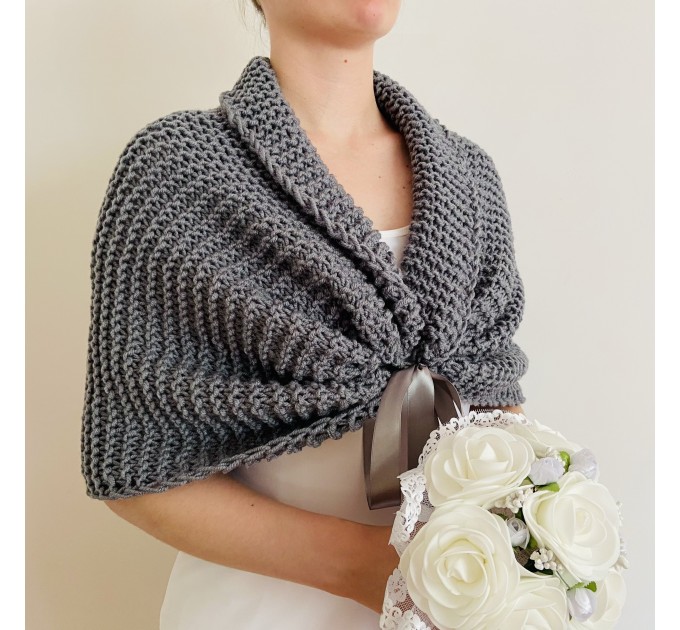  Gray shrug bridal bolero wedding dress cape bachelorette party bridal shrug prom bolero shrug bridal cape wedding stole bride cover up  Bolero / Shrug  