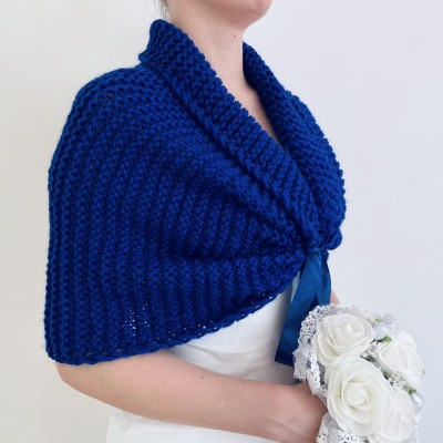 Blue bridesmaid shawl, bridal shrug bridal bolero, bridal cape, off shoulder tribal shawl bridal capelet, bride jacket