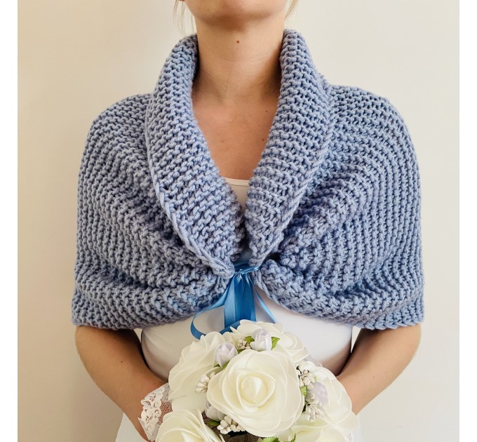  Blue bridesmaid shawl, bridal shrug bridal bolero, bridal cape, off shoulder tribal shawl bridal capelet, bride jacket  Bolero / Shrug  9