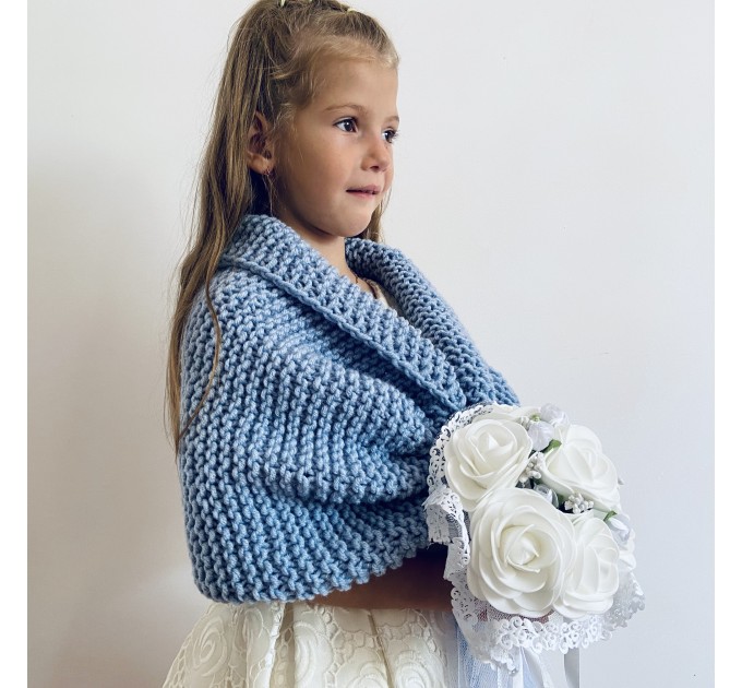  Light blue little girls bolero flower girl shawl kids shrug royal blue communion wrap childs shrug kids cape winter wedding shawl  Bolero / Shrug  