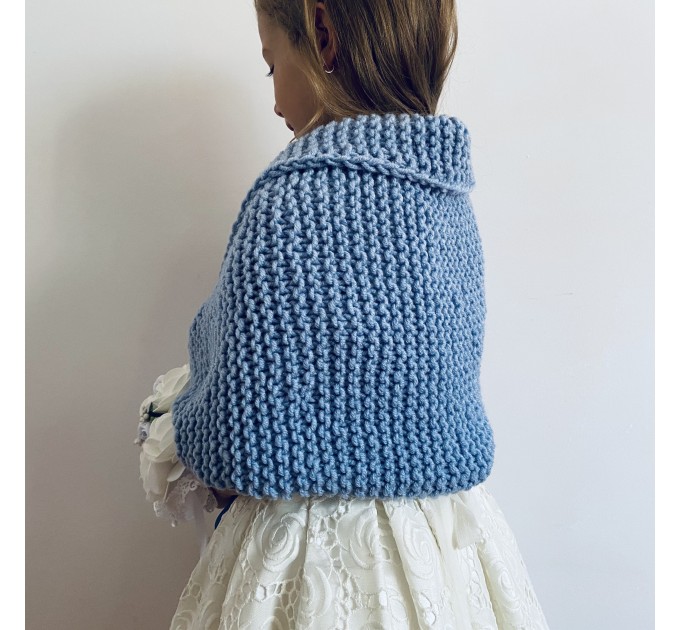  Light blue little girls bolero flower girl shawl kids shrug royal blue communion wrap childs shrug kids cape winter wedding shawl  Bolero / Shrug  2