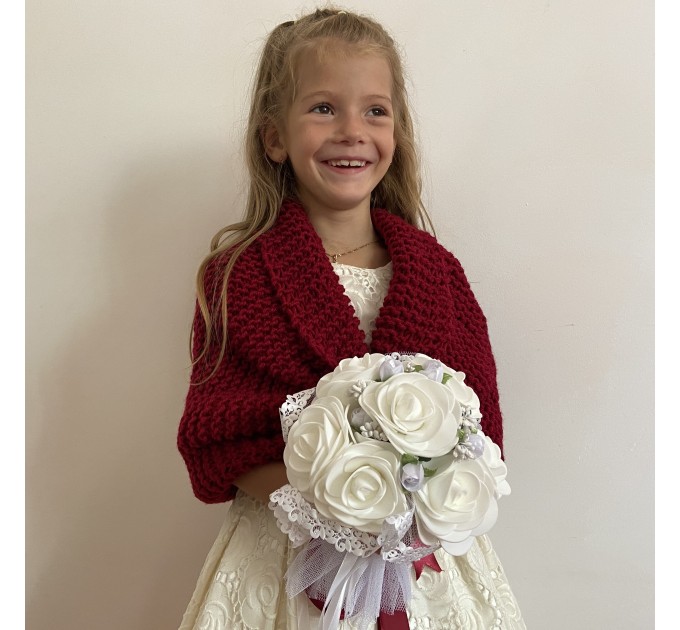  White shrug little girls bolero flower girl shawl ivory kids wedding wrap cream children shawl communion shrug shawl for children  Bolero / Shrug  5