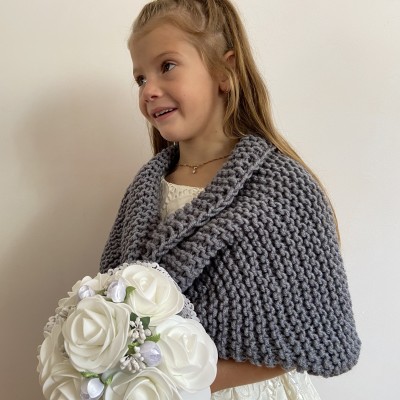 Gray flower girl shawl winter childs bolero wedding kids shrug communion shrug kids bolero little girls bolero kids cape childs shrug