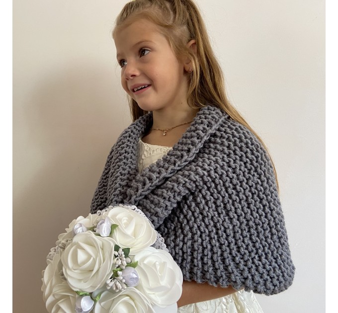  White shrug little girls bolero flower girl shawl ivory kids wedding wrap cream children shawl communion shrug shawl for children  Bolero / Shrug  7