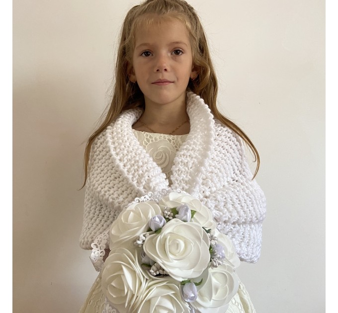  White shrug little girls bolero flower girl shawl ivory kids wedding wrap cream children shawl communion shrug shawl for children  Bolero / Shrug  