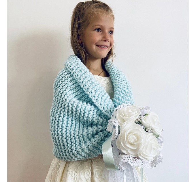  Mint flower girl shawl shrug winter wedding kids shrug childs bolero communion shrug kids bolero little girls bolero kids cape childs shrug  Bolero / Shrug  