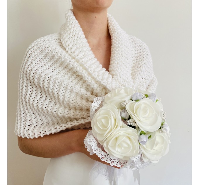  White Wedding Bolero Shrug Bridal Shoulder Wrap Bride Wool Shawl  Bolero / Shrug  