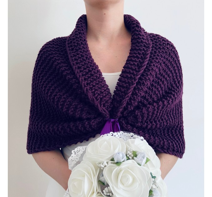  Plum Wedding Bridal Bolero Shrug Violet Bride Wool Shoulder Wrap  Bolero / Shrug  