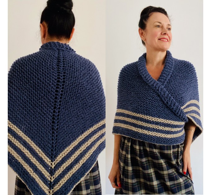Blue Outlander Claire rent shawl celtic sontag shawl triangle wool shawl knit shoulder wrap Carolina Shawl Fraser's Ridge winter shawl