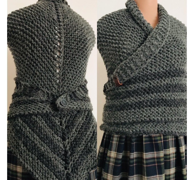  Outlander Claire alpaca shawl brown knit shoulder wrap russet melange winter sontag triangle shawl celtic anniversary gift wife mom sister  Shawl Alpaca  8