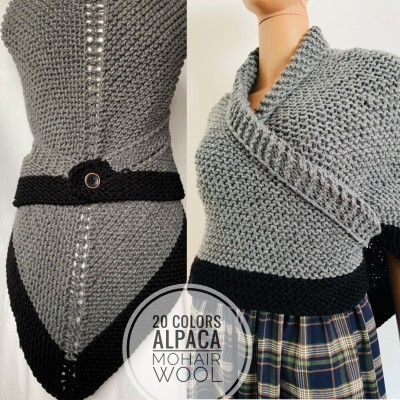 Gray Claire Outlander rent shawl celtic sontag shawl wool triangle shawl knit shoulder wrap claire fraser shawl anniversary gift wife mom