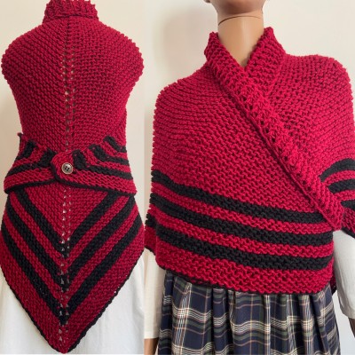 Outlander Claire shawl winter wool sontag triangle shawl red celtic alpaca mohair knit shoulder cape Outlander gifts for mom sister wife
