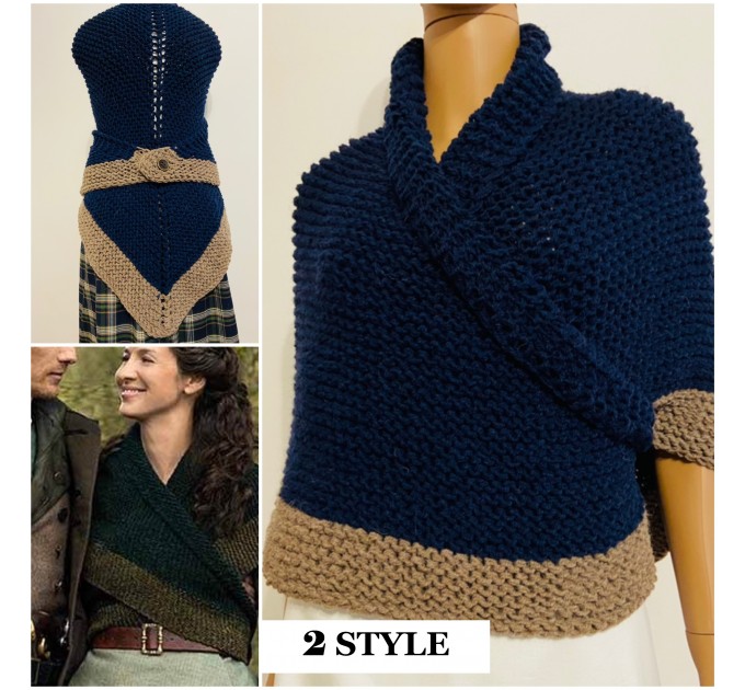 Navy blue Outlander Claire rent shawl sontag celtic shawl petrol triangle wool shawl knit shoulder wrap Carolina Shawl Fraser's Ridge winter shawl