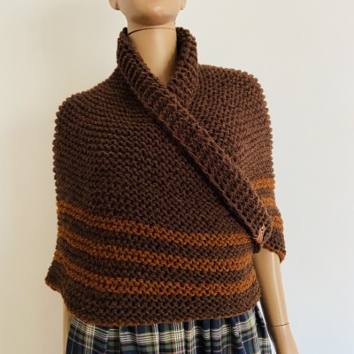 Outlander Claire alpaca shawl brown knit shoulder wrap russet melange winter sontag triangle shawl celtic anniversary gift wife mom sister