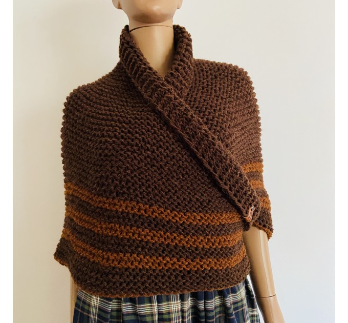  Outlander Claire alpaca shawl brown knit shoulder wrap russet melange winter sontag triangle shawl celtic anniversary gift wife mom sister  Shawl Alpaca  