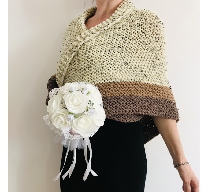  Ivory Outlander Shawl Alpaca, Beige Wool Triangle Shawl knit Brown Claire Shawl, Black Gray sontag shawl anniversary gift her wife mom  Shawl Alpaca  