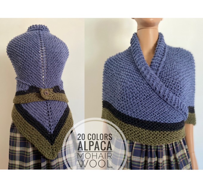  Blue Outlander Claire rent shawl alpaca knit shoulder wrap Inspired Claire blue wool triangle shawl sontag scottish wedding shawl anniversary gift wife mom  Shawl Alpaca  2