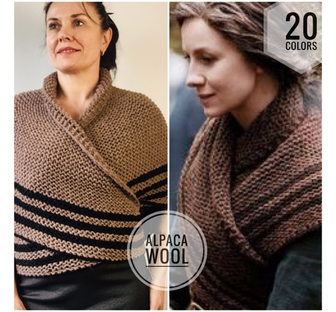  Outlander Inspired Claire Shawl Wool Triangle Shawl Alpaca sontag shawl Knit warm shoulder  Outlander Shawl Wrap Cowl  