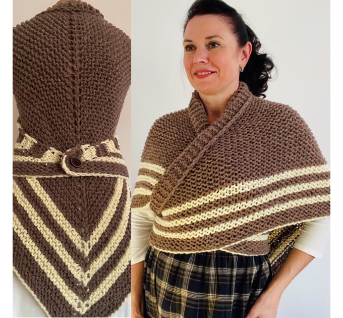 Outlander Claire alpaca shawl brown knit shoulder wrap russet melange winter sontag triangle shawl celtic anniversary gift wife mom sister
