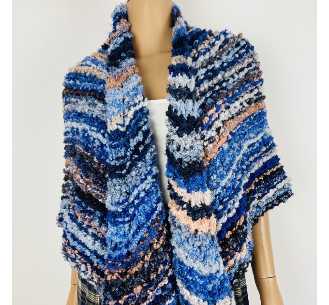  Blue Outlander rent Shawl Claire Knit warm shoulder Wrap, Brown Wool sontag Triangle Shawl for Mom Her Mohair Inspired Outlander multicolor  Shawl Wool Mohair  3