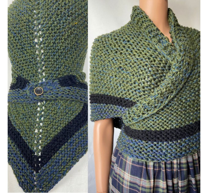 Outlander inspired Сlaire Shawl knit shoulder wrap celtic shawl winter triangle alpaca shawl green wool sontag Outlander Carolina shawl