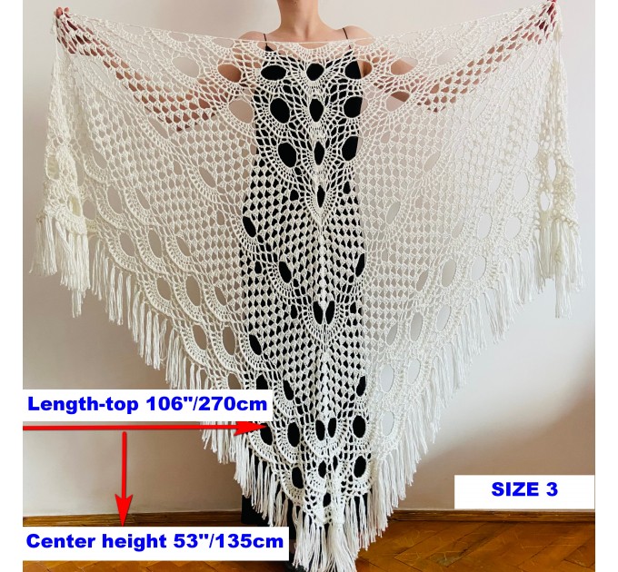  Beige shawl for wedding Bridesmaid shawl wedding capelet Wool triangle shawl fringe Lace shawl bridal stole bride winter shawl wrap  Shawl / Wraps  15