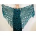  Emerald bridal shawl, wedding wool shawl, teal green women fringe shawl, bridesmaid wrap, bride plus size shawl, crochet triangle shawl  Shawl / Wraps  