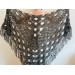  Black silver wedding wool shawl metallic bridal shawl dark gray women fringe shawl bride shawl plus size crochet triangle shawl  Shawl / Wraps  