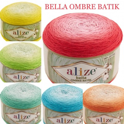 Alize BELLA OMBRE BATIK Yarn 250 gr 100 Organic Cotton Yarn knitting yarn, Crochet vegan yarn Soft Gradient yarn Summer Baby amigurumi yarn