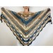 Beige blue women shawl wrap boho summer triangle fringe shawl soft acrylic vegan shawl crochet gradient evening wraps