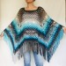  Crochet Poncho Shawl Rainbow Plus Size Wraps Birthday Gift Women Bohemian Festi Vegan Clothing Fringe Custom Colours Granny Square 3XL 2XL  Acrylic / Vegan  2