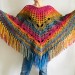  Blue Poncho Fringe Jacket, Rainbow Knit Poncho, Crochet Shawl Wraps, Plus Size Winter Cape Vegan Clothing, Oversized Warm Coat Sweater  Acrylic / Vegan  3