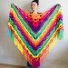  Rainbow Neon Shawl Fringe Plus Size Shawl Rainbow Granny Square Shawl Pride Women Crochet Triangle Wrap Man Festival Vegan Unisex   Acrylic / Vegan  1