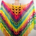  Rainbow Neon Shawl Fringe Plus Size Shawl Rainbow Granny Square Shawl Pride Women Crochet Triangle Wrap Man Festival Vegan Unisex   Acrylic / Vegan  2