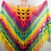 Rainbow Neon Shawl Fringe Plus Size Shawl Rainbow Granny Square Shawl Pride Women Crochet Triangle Wrap Man Festival Vegan Unisex 