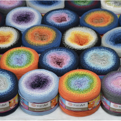 YARNART FLOWERS 250 grams-1000 meter Gradient Cotton Rainbow Knitting Yarn Crochet Cotton Granny Square Shawl Wraps Poncho Organic Soft Yarn