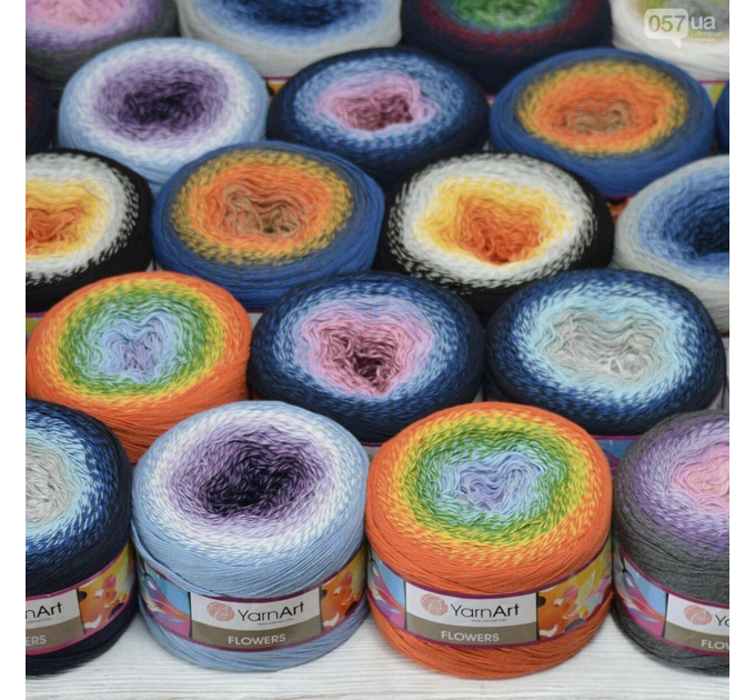  YARNART FLOWERS 250 grams-1000 meter Gradient Cotton Rainbow Knitting Yarn Crochet Cotton Granny Square Shawl Wraps Poncho Organic Soft Yarn  Yarn  
