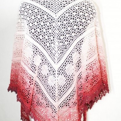 White Crochet Lace Shawl Wraps Shawl Boho Triangle Pink Scarf for Women Cotton Rainbow Floral Hand Knit Shawl Large Summer